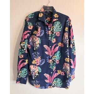 Cremieux Collection Men's Long Sleeve Hawaiian Floral Button Shirt Size L Cotton